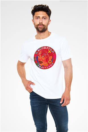 Akrep Burcu Unisex Baskılı Beyaz Tişört - Tshirt