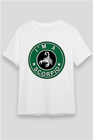Akrep Burcu Unisex Baskılı Beyaz Tişört - Tshirt