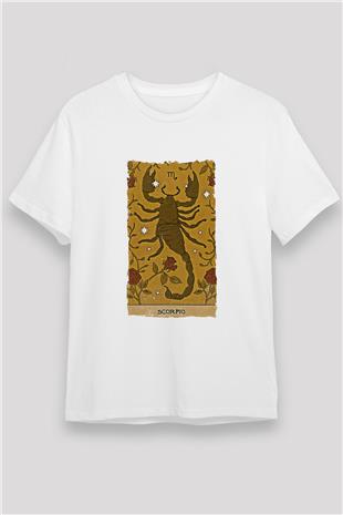 Akrep Burcu Unisex Baskılı Beyaz Tişört - Tshirt
