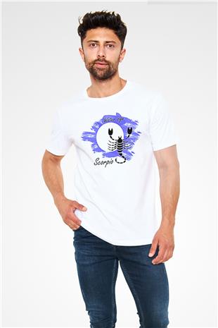 Akrep Burcu Unisex Baskılı Beyaz Tişört - Tshirt