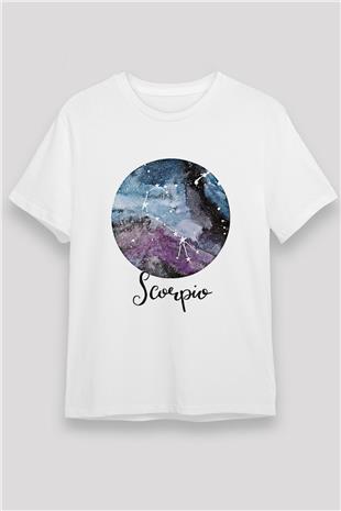 Akrep Burcu Unisex Baskılı Beyaz Tişört - Tshirt