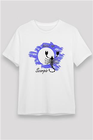 Akrep Burcu Unisex Baskılı Beyaz Tişört - Tshirt