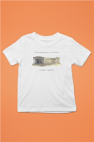 Akropolis Beyaz Unisex Çocuk Tişört
