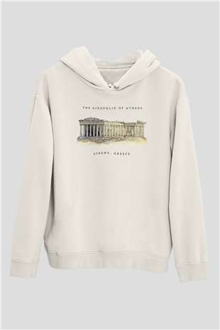 Akropolis Beyaz Unisex Hoodie