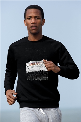 Akropolis Siyah Unisex Sweatshirt