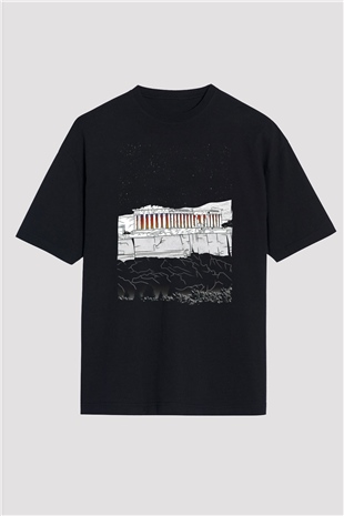 Akropolis Siyah Oversize Tişört Oversize T-shirt - TişörtFabrikası