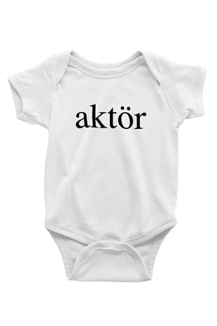 Aktör Baskılı Beyaz Unisex Bebek Body - Zıbın