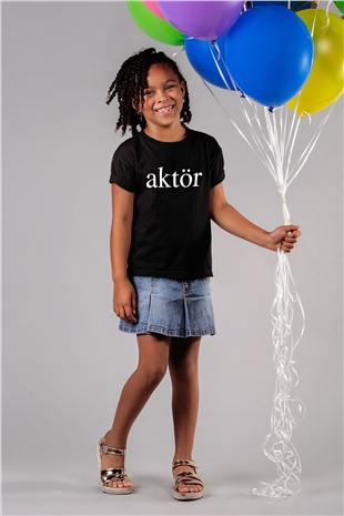 Aktör Baskılı Siyah Unisex Çocuk Tişört
