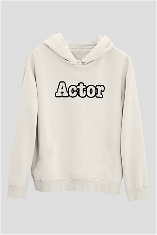 Aktör Beyaz Unisex Kapüşonlu Sweatshirt