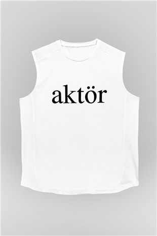 Aktör Beyaz Unisex Kolsuz Tişört