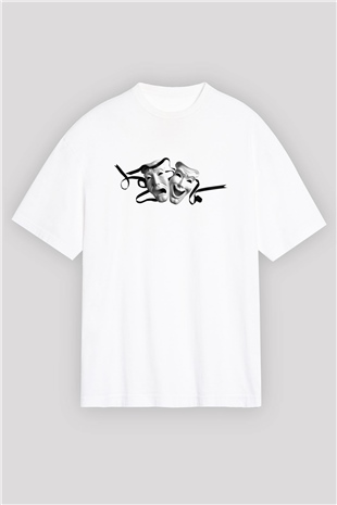 Aktör Beyaz Unisex Oversize Tişört T-Shirt
