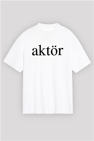 Aktör Beyaz Unisex Oversize Tişört T-Shirt
