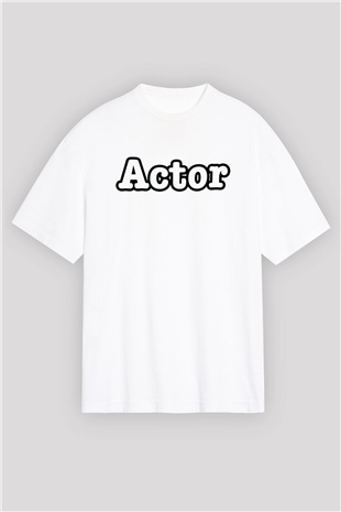Aktör Beyaz Oversize Tişört Oversize T-shirt - TişörtFabrikası
