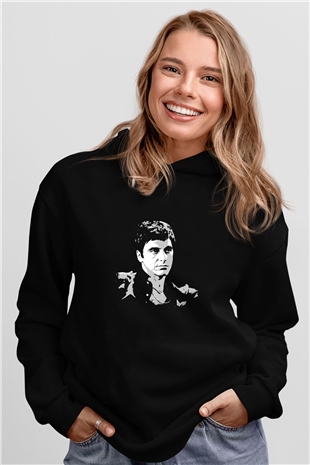 Al Pacino Baskılı Unisex Siyah Hoodie