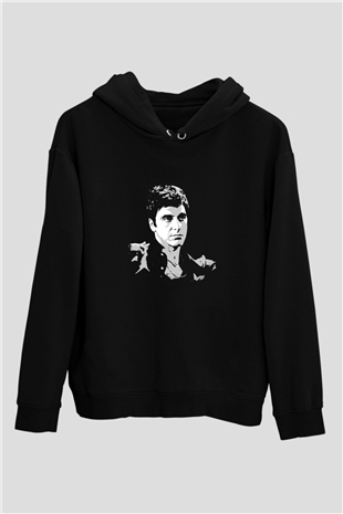 Al Pacino Baskılı Unisex Siyah Hoodie