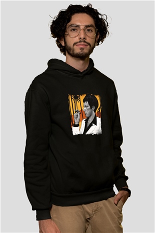 Al Pacino Baskılı Unisex Siyah Hoodie