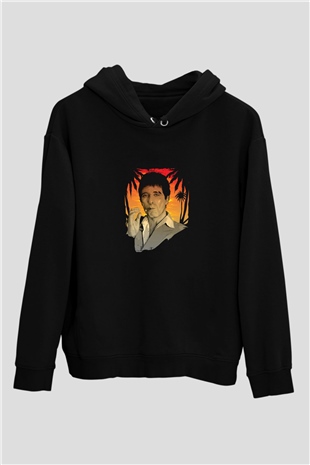 Al Pacino Baskılı Unisex Siyah Hoodie