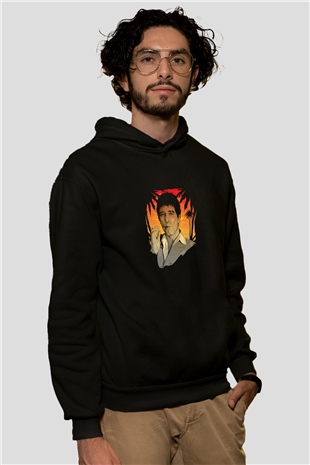 Al Pacino Baskılı Unisex Siyah Hoodie