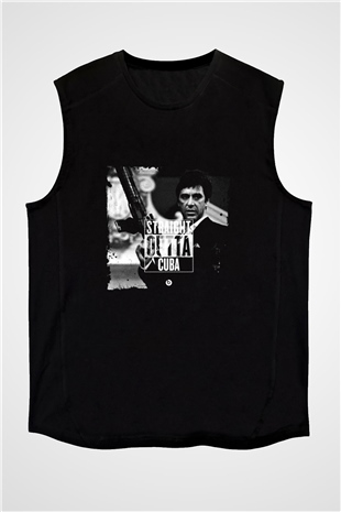 Al Pacino Baskılı Unisex Siyah Kolsuz Tişört