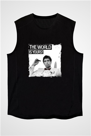 Al Pacino Baskılı Unisex Siyah Kolsuz Tişört