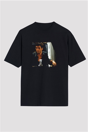 Al Pacino Baskılı Unisex Siyah Oversize Tişört