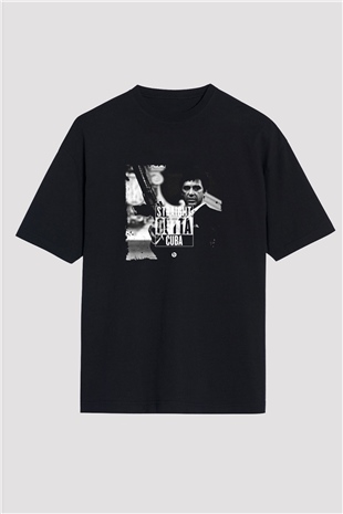 Al Pacino Baskılı Unisex Siyah Oversize Tişört
