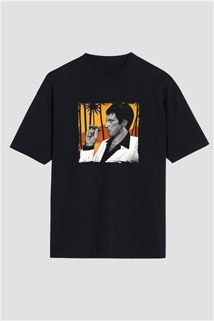 Al Pacino Baskılı Unisex Siyah Oversize Tişört