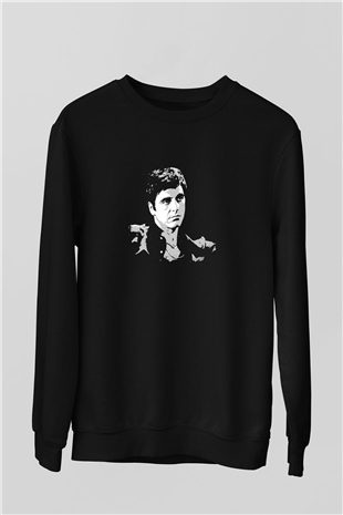 Al Pacino Baskılı Unisex Siyah Sweatshirt
