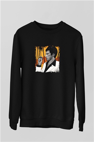 Al Pacino Baskılı Unisex Siyah Sweatshirt