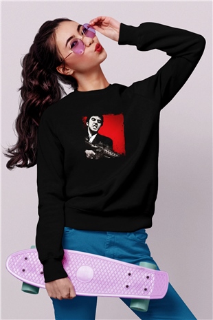 Al Pacino Baskılı Unisex Siyah Sweatshirt