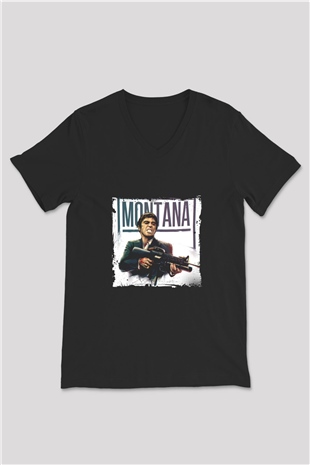 Al Pacino Baskılı Unisex Siyah V Yaka Tişört