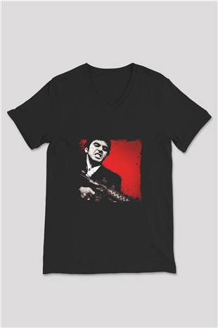 Al Pacino Baskılı Unisex Siyah V Yaka Tişört