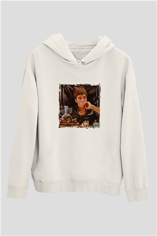 Al Pacino Unisex Baskılı Beyaz Kapüşonlu Sweatshirt