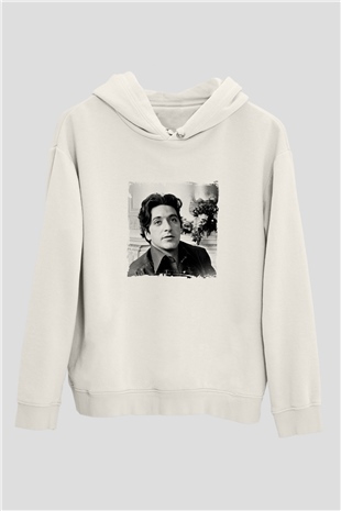 Al Pacino Unisex Baskılı Beyaz Kapüşonlu Sweatshirt