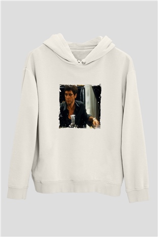 Al Pacino Unisex Baskılı Beyaz Kapüşonlu Sweatshirt