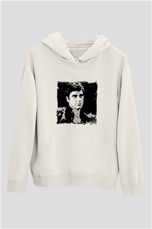 Al Pacino Unisex Baskılı Beyaz Kapüşonlu Sweatshirt