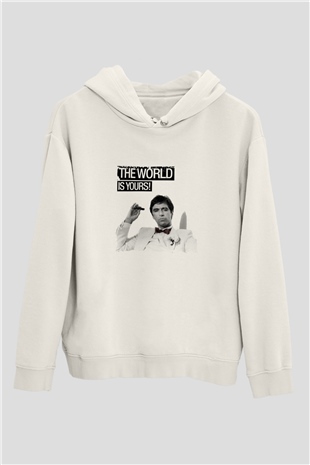 Al Pacino Unisex Baskılı Beyaz Kapüşonlu Sweatshirt