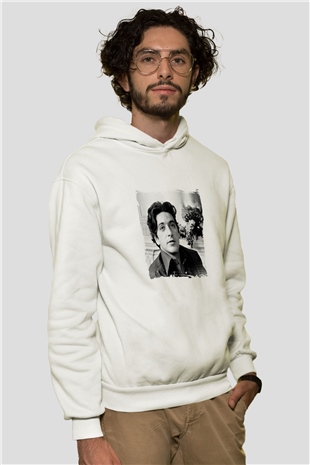 Al Pacino Unisex Baskılı Beyaz Kapüşonlu Sweatshirt