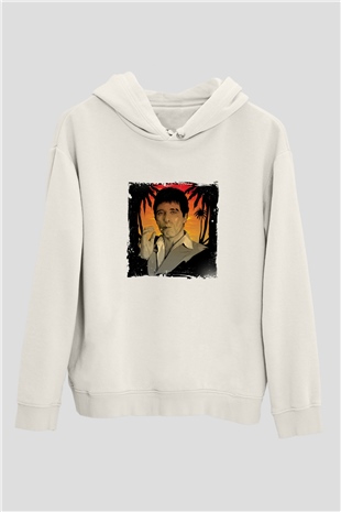 Al Pacino Unisex Baskılı Beyaz Kapüşonlu Sweatshirt