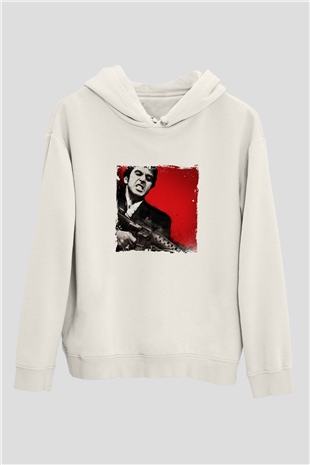 Al Pacino Unisex Baskılı Beyaz Kapüşonlu Sweatshirt