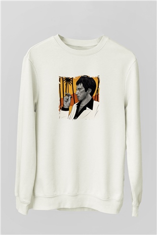 Al Pacino Unisex Baskılı Beyaz Sweatshirt
