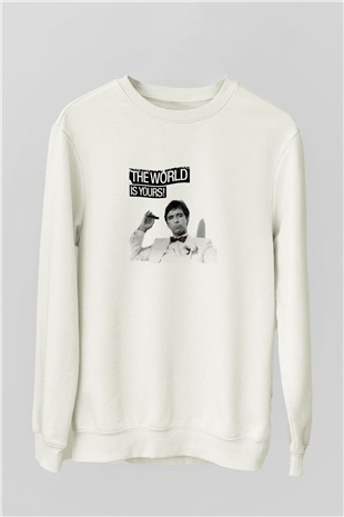 Al Pacino Unisex Baskılı Beyaz Sweatshirt