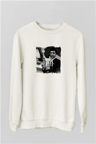 Al Pacino Unisex Baskılı Beyaz Sweatshirt