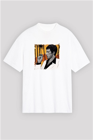 Al Pacino Oversize Baskılı Beyaz Tişört
