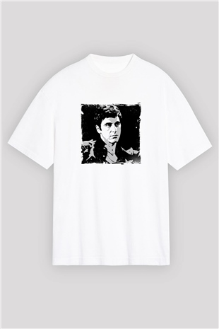 Al Pacino Oversize Baskılı Beyaz Tişört