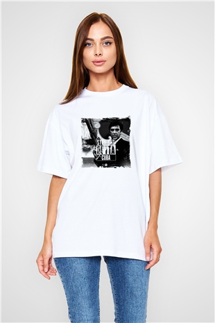 Al Pacino Oversize Baskılı Beyaz Tişört