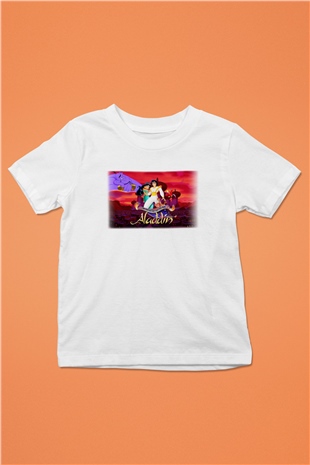 Aladdin Baskılı Beyaz Unisex Çocuk Tişört