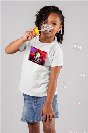 Aladdin Baskılı Beyaz Unisex Çocuk Tişört