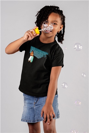 Aladdin Baskılı Siyah Unisex Çocuk Tişört
