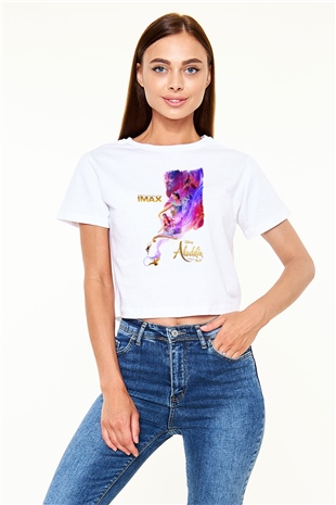 Aladdin Beyaz  Crop Top Tişört